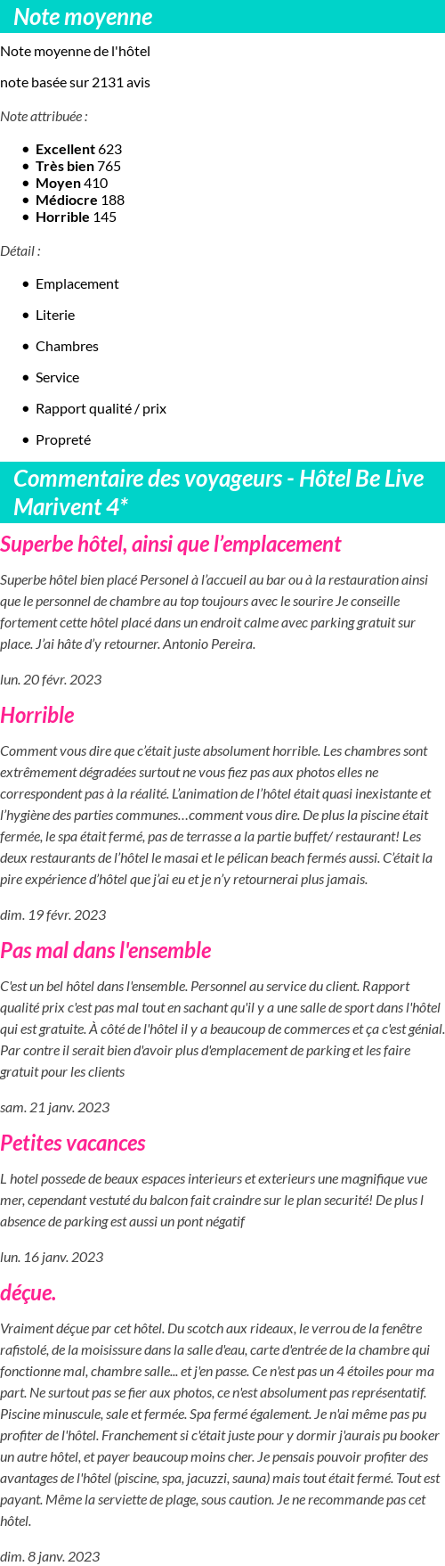 Avis clients