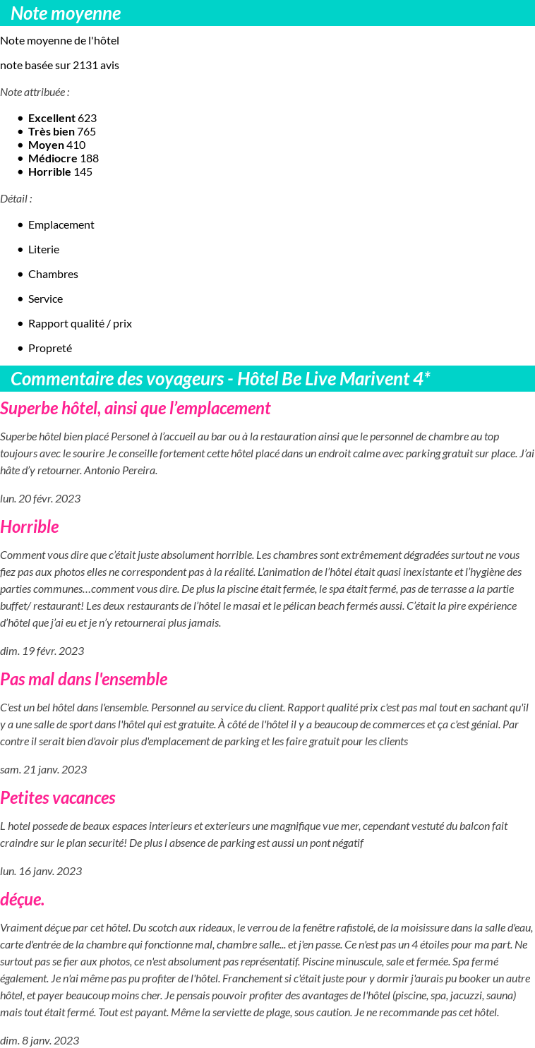 Avis clients