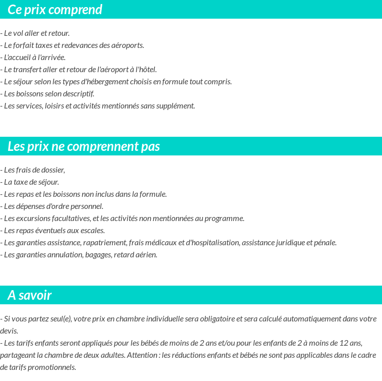 Conditions tarifaires
