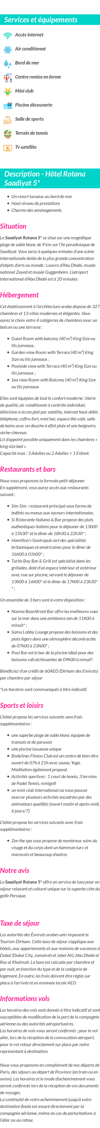 Détails du séjour