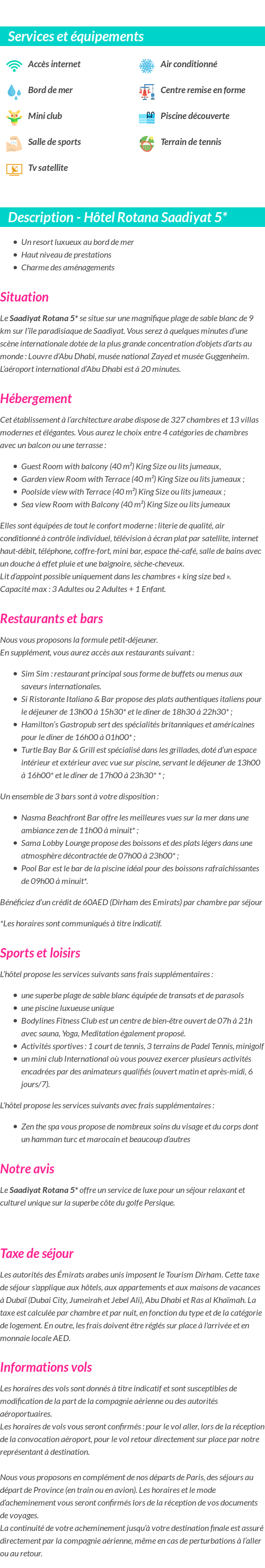 Détails du séjour
