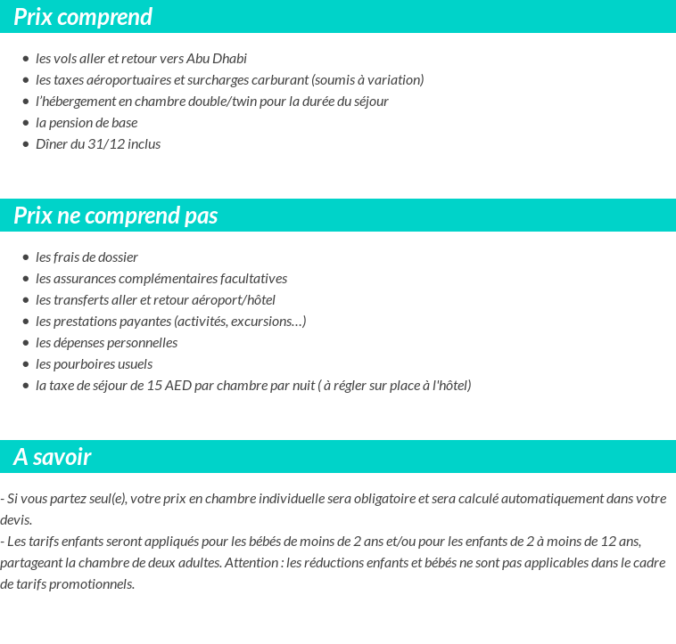 Conditions tarifaires