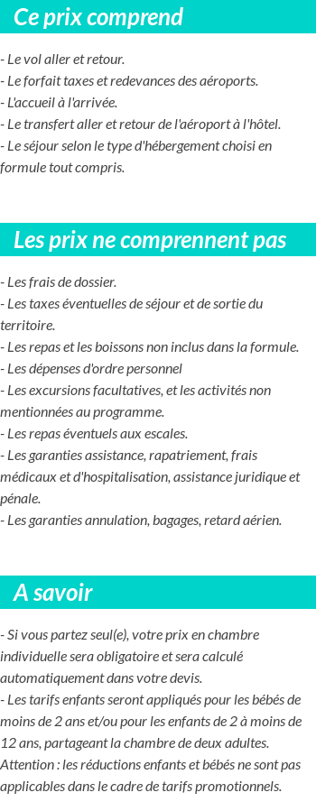 Conditions tarifaires