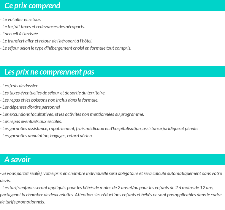 Conditions tarifaires