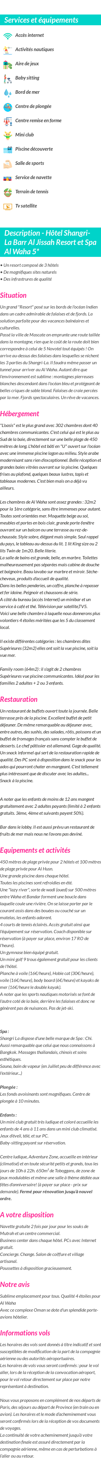 Détails du séjour