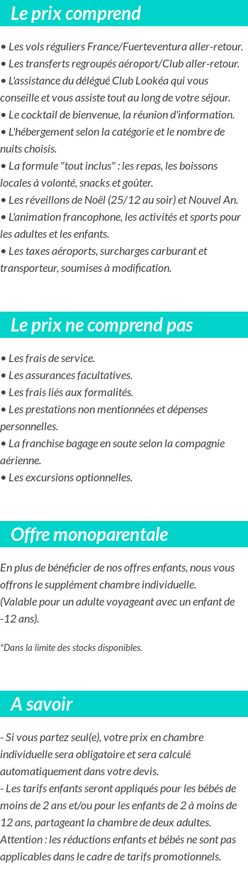 Conditions tarifaires