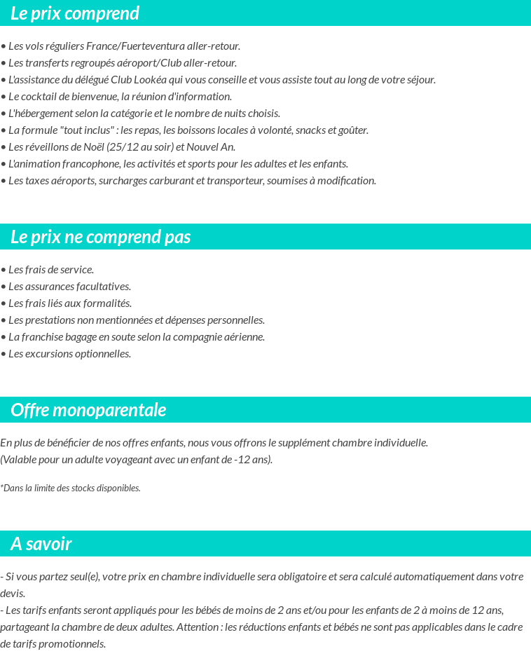 Conditions tarifaires