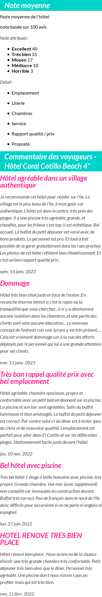 Avis clients