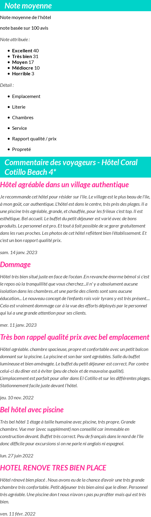 Avis clients