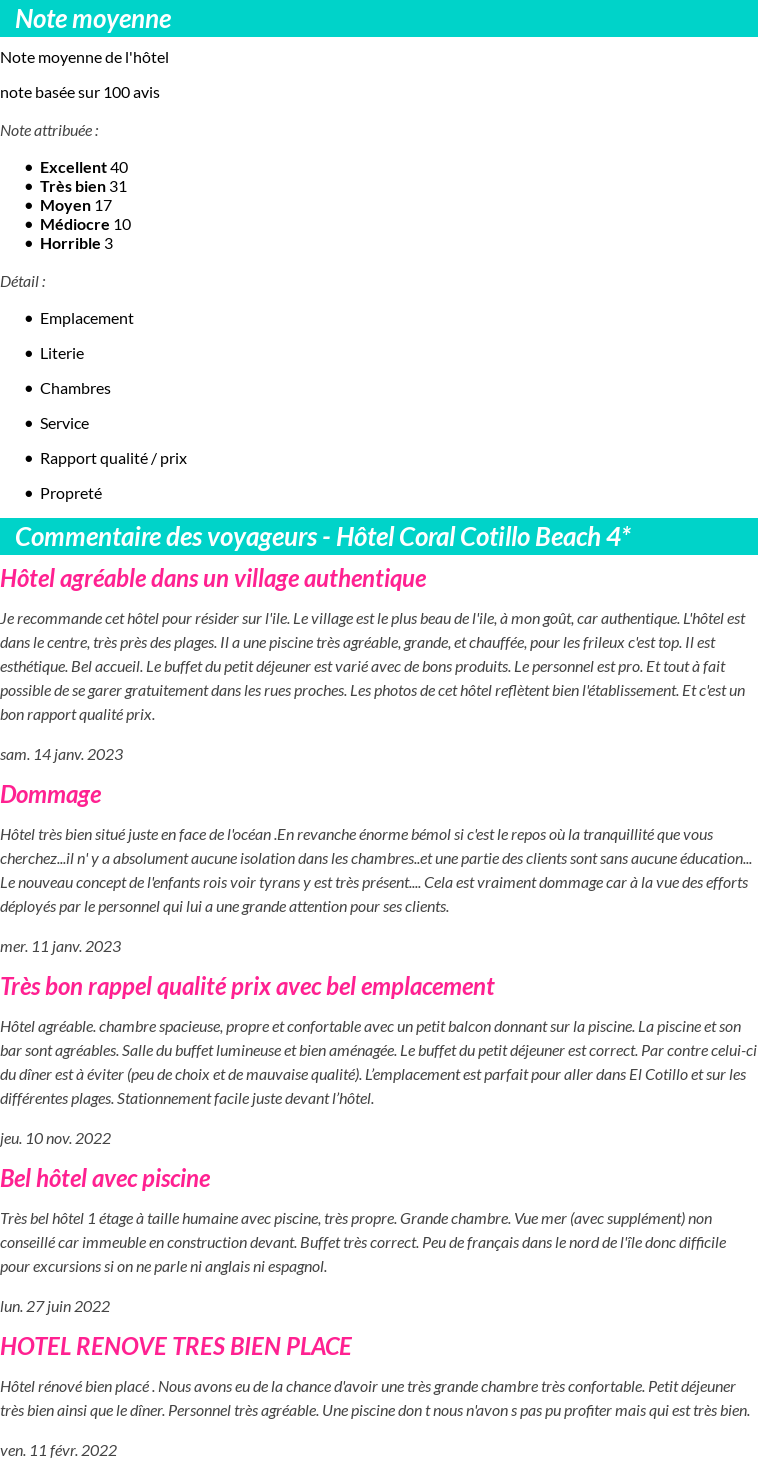 Avis clients