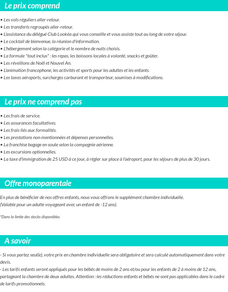 Conditions tarifaires