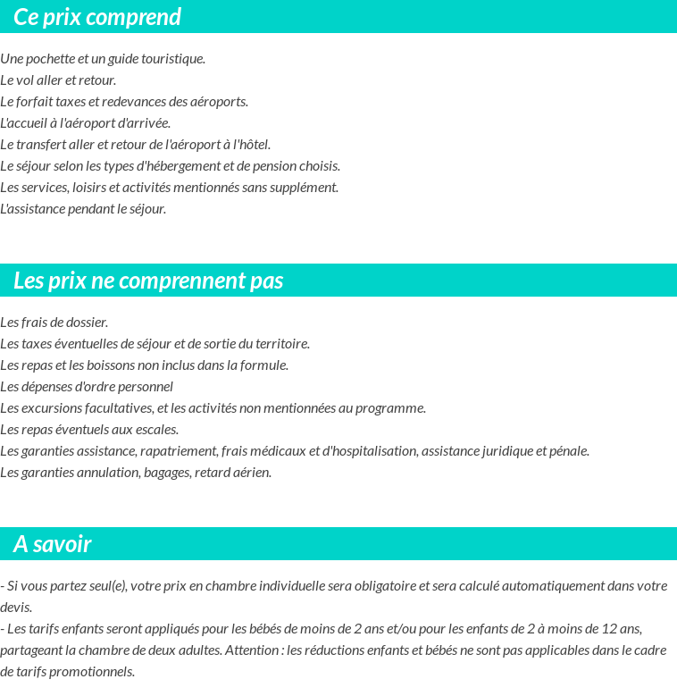 Conditions tarifaires