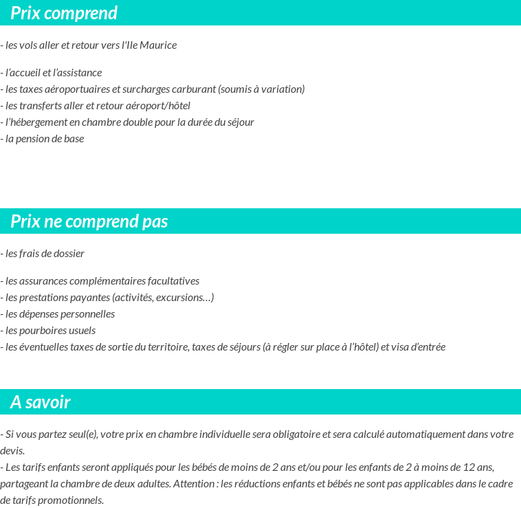 Conditions tarifaires