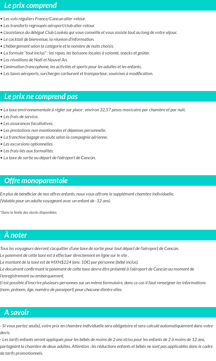 Conditions tarifaires