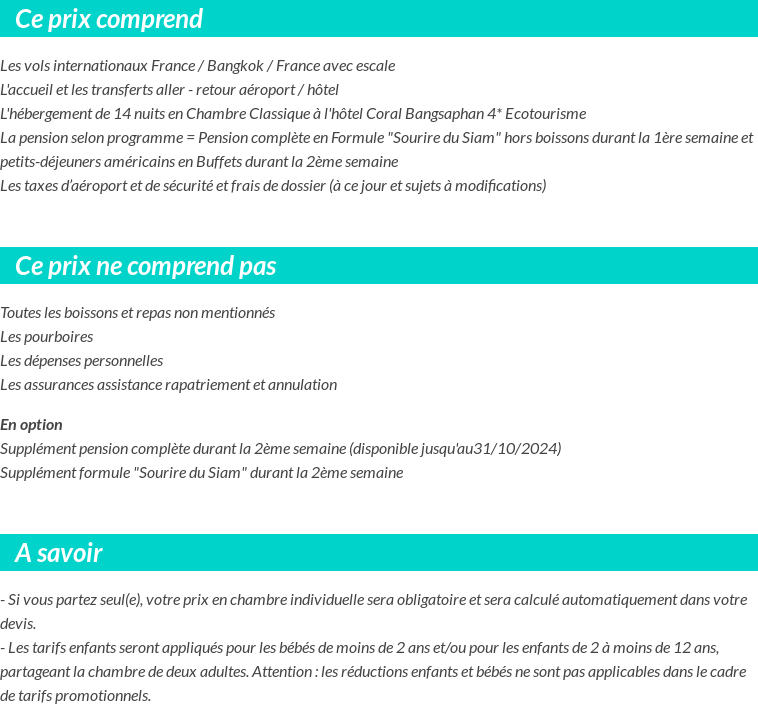 Conditions tarifaires