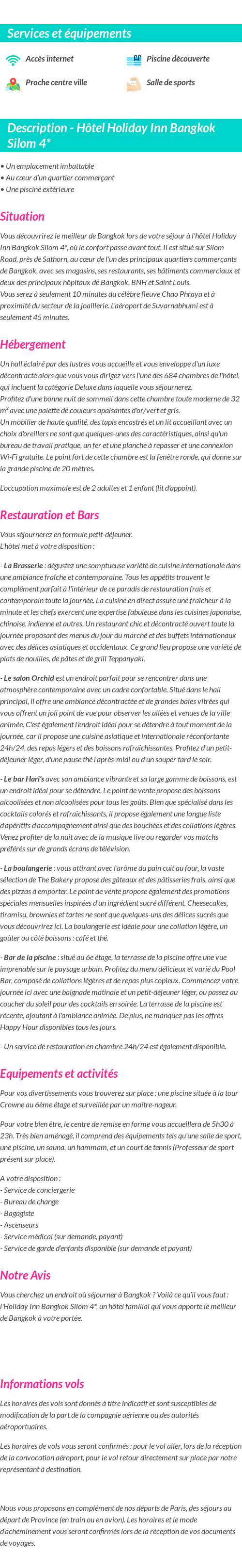 Détails du séjour