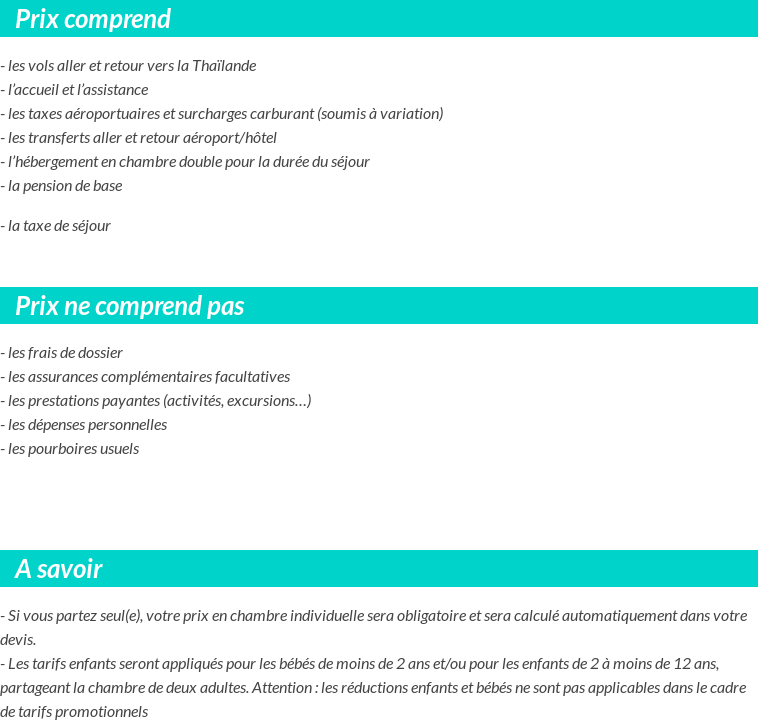 Conditions tarifaires