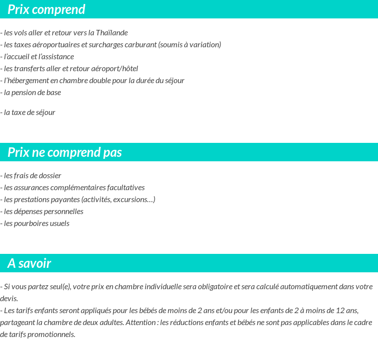 Conditions tarifaires