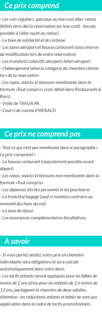 Conditions tarifaires