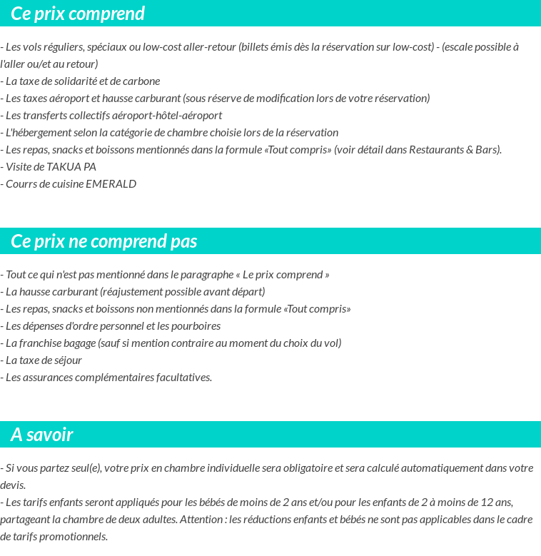Conditions tarifaires