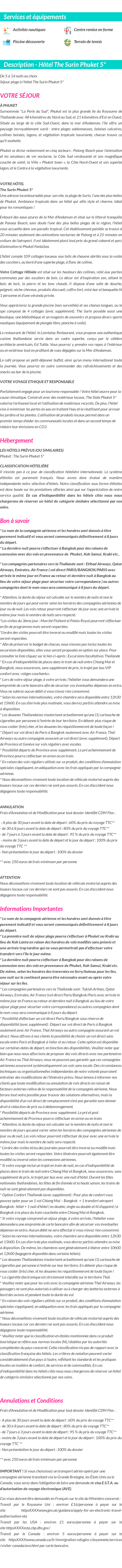 Détails du séjour