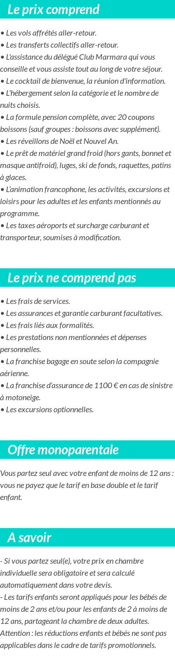 Conditions tarifaires