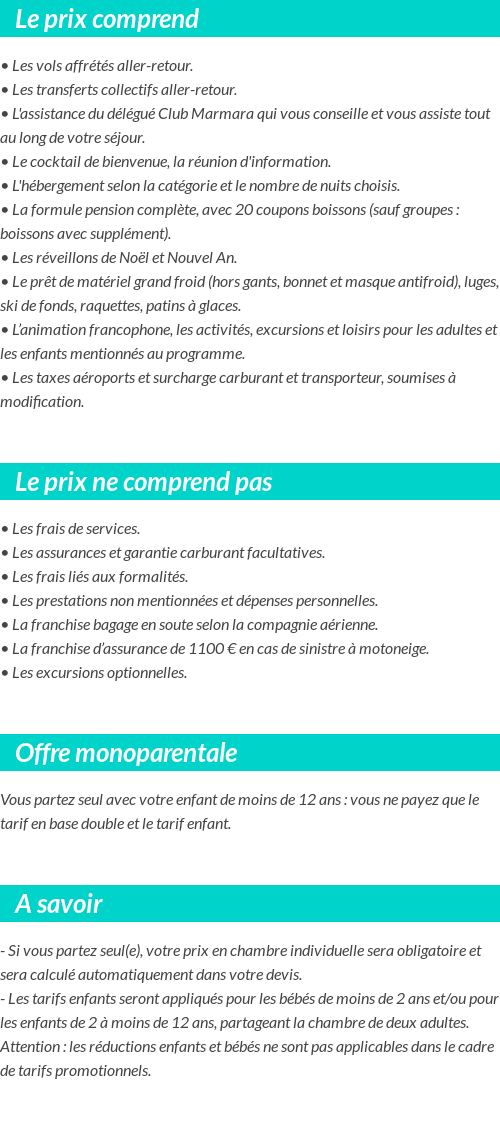 Conditions tarifaires