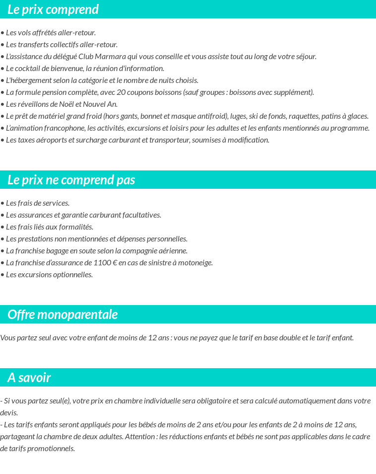 Conditions tarifaires