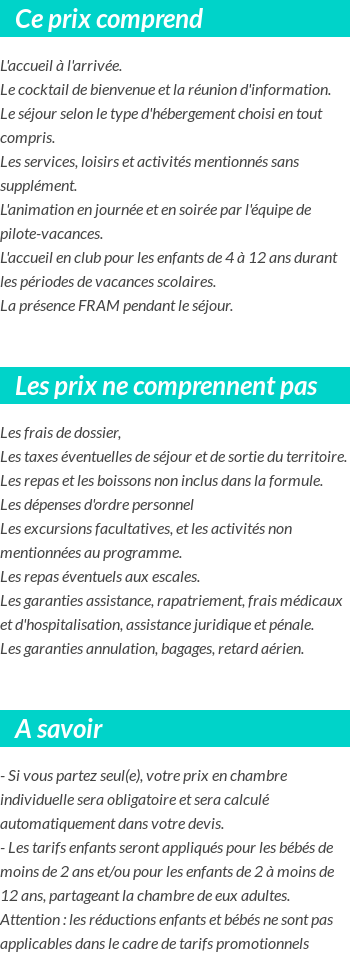 Conditions tarifaires