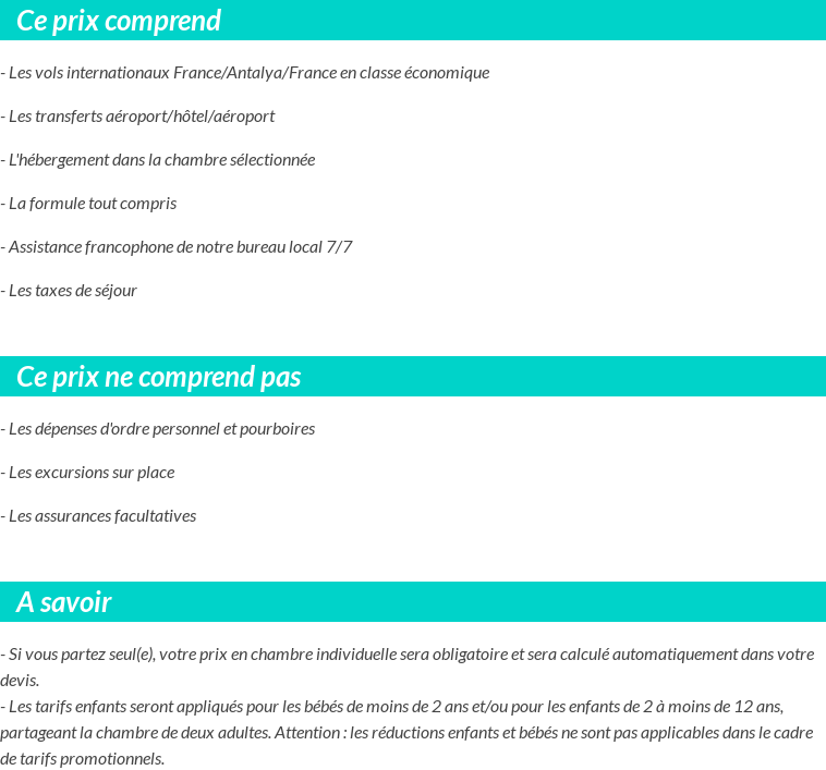 Conditions tarifaires