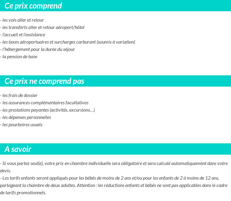 Conditions tarifaires