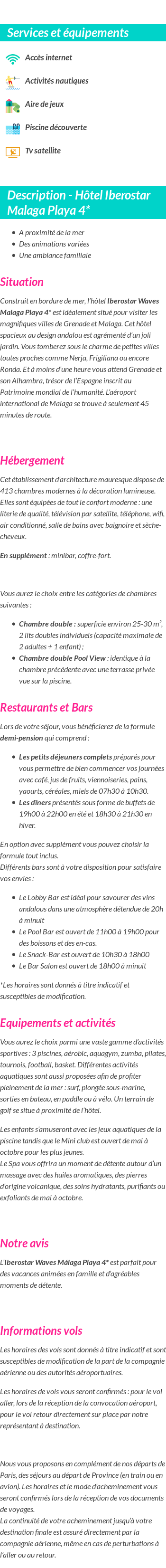 Détails du séjour
