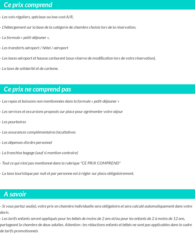 Conditions tarifaires