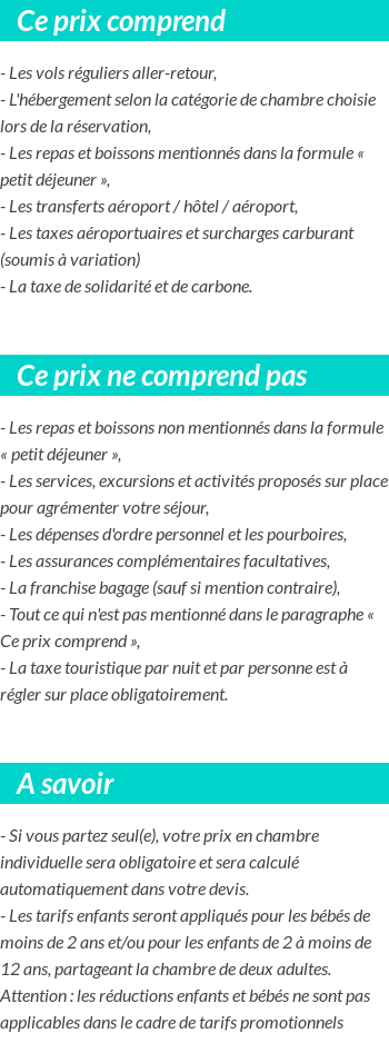 Conditions tarifaires