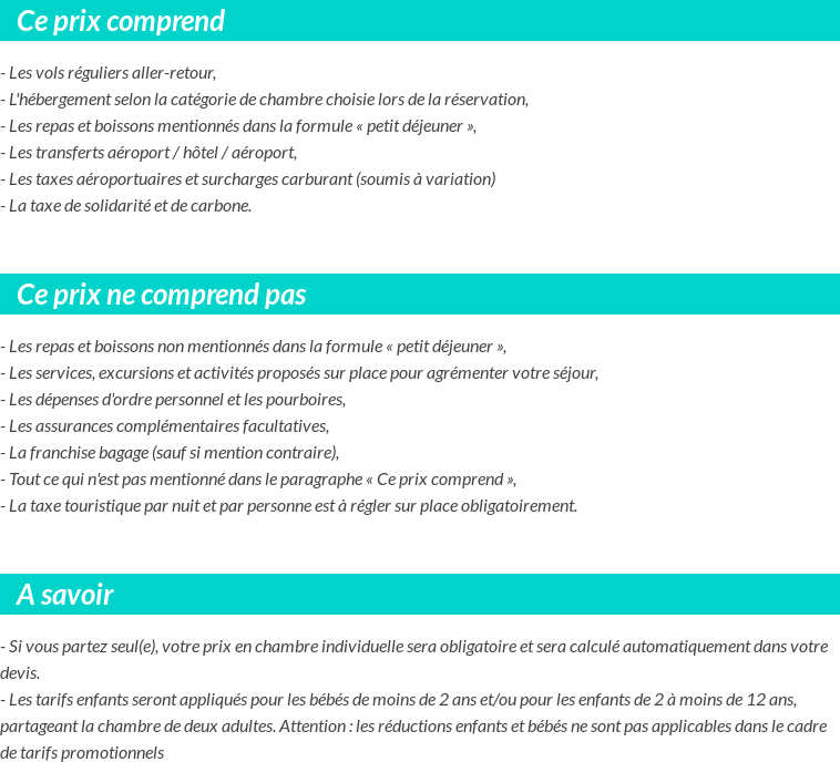 Conditions tarifaires