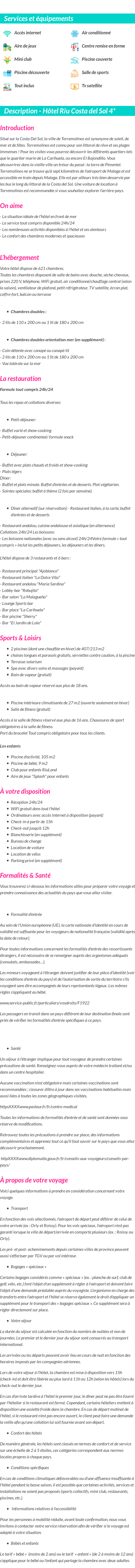 Détails du séjour