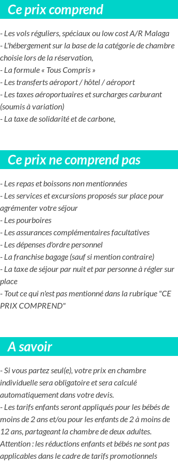 Conditions tarifaires