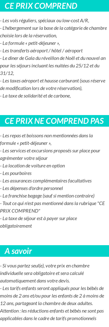 Conditions tarifaires