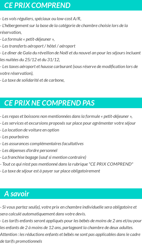 Conditions tarifaires