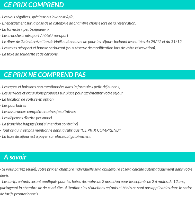 Conditions tarifaires