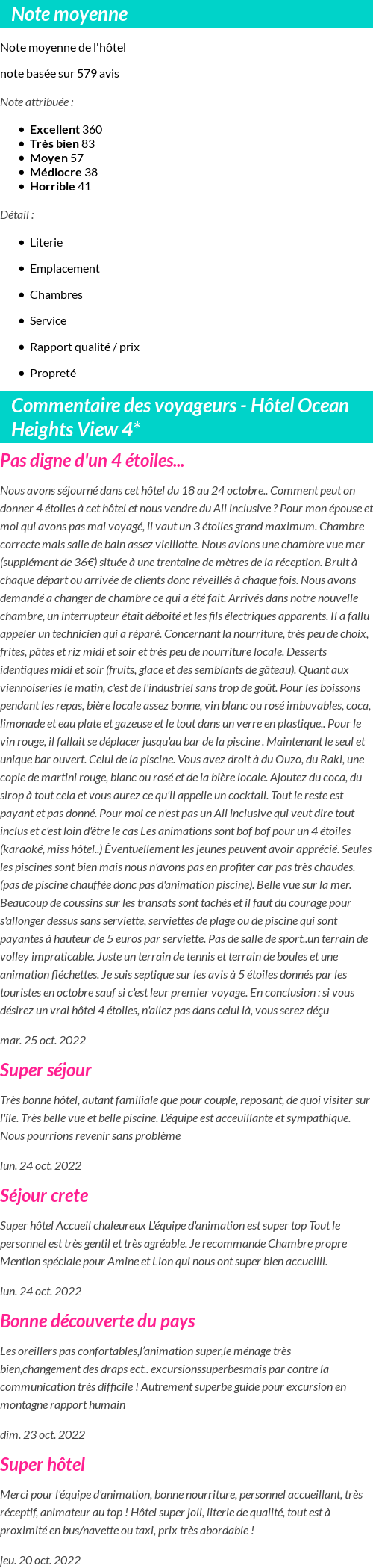 Avis clients