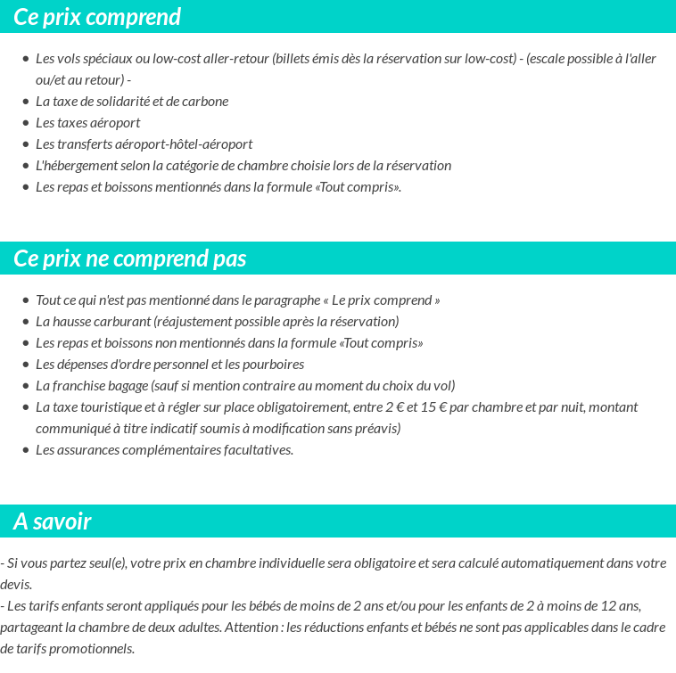 Conditions tarifaires