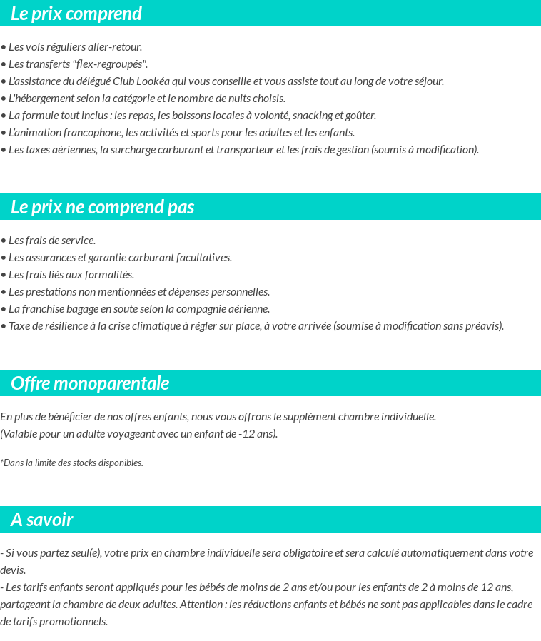 Conditions tarifaires