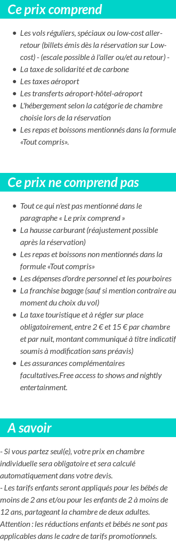 Conditions tarifaires