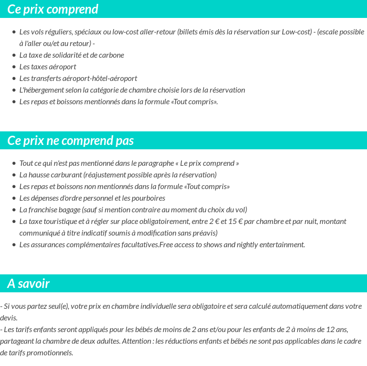 Conditions tarifaires