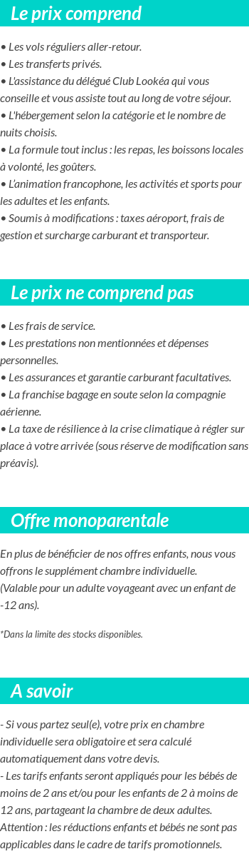 Conditions tarifaires