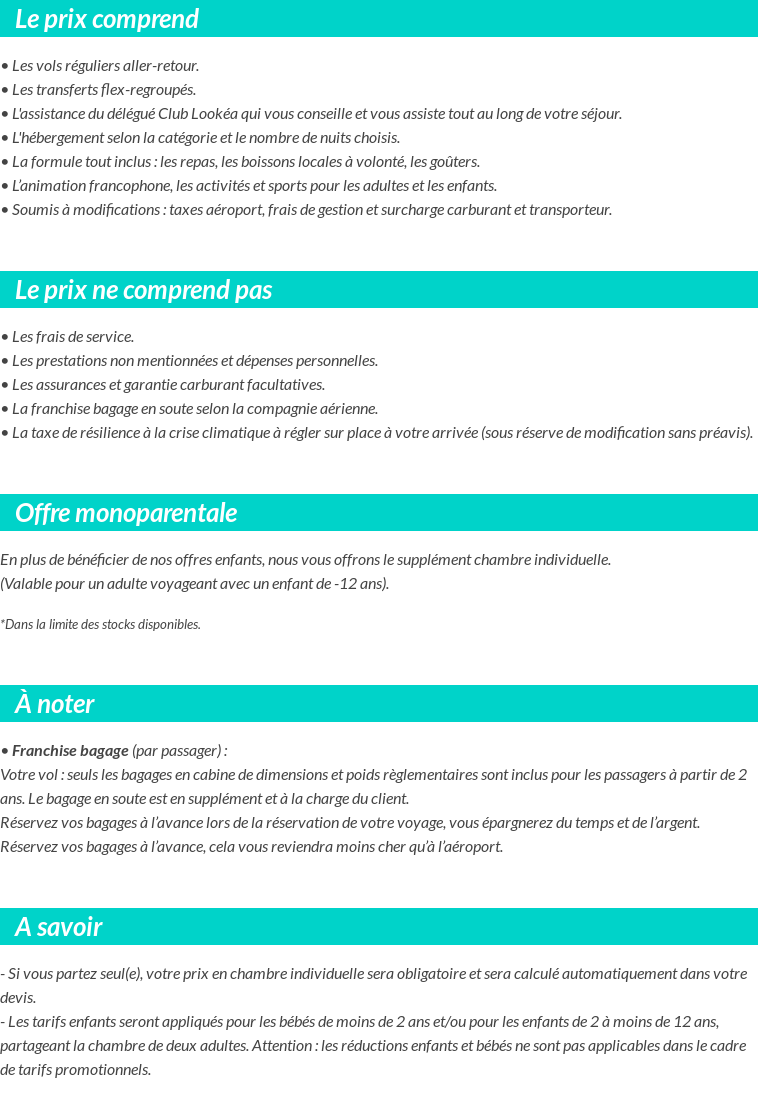 Conditions tarifaires