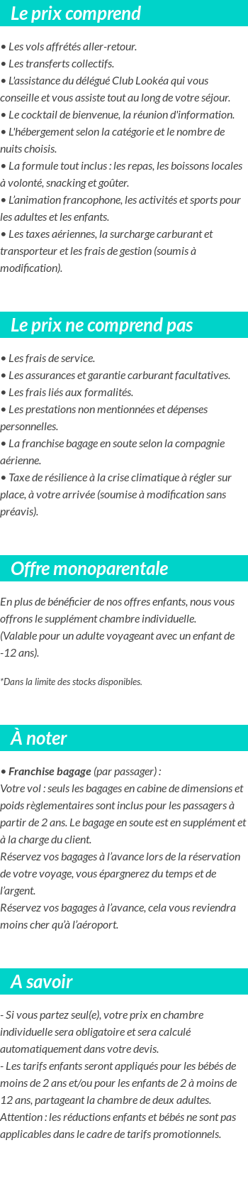 Conditions tarifaires