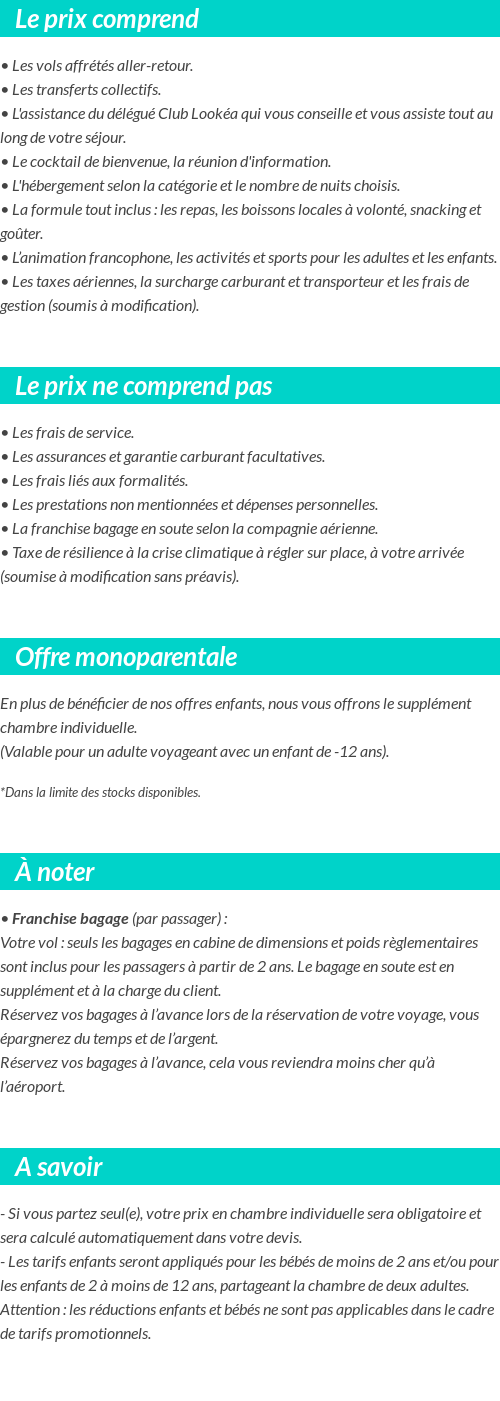 Conditions tarifaires