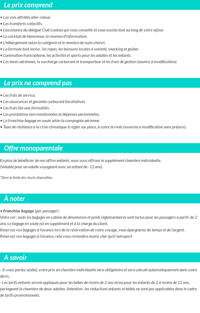 Conditions tarifaires